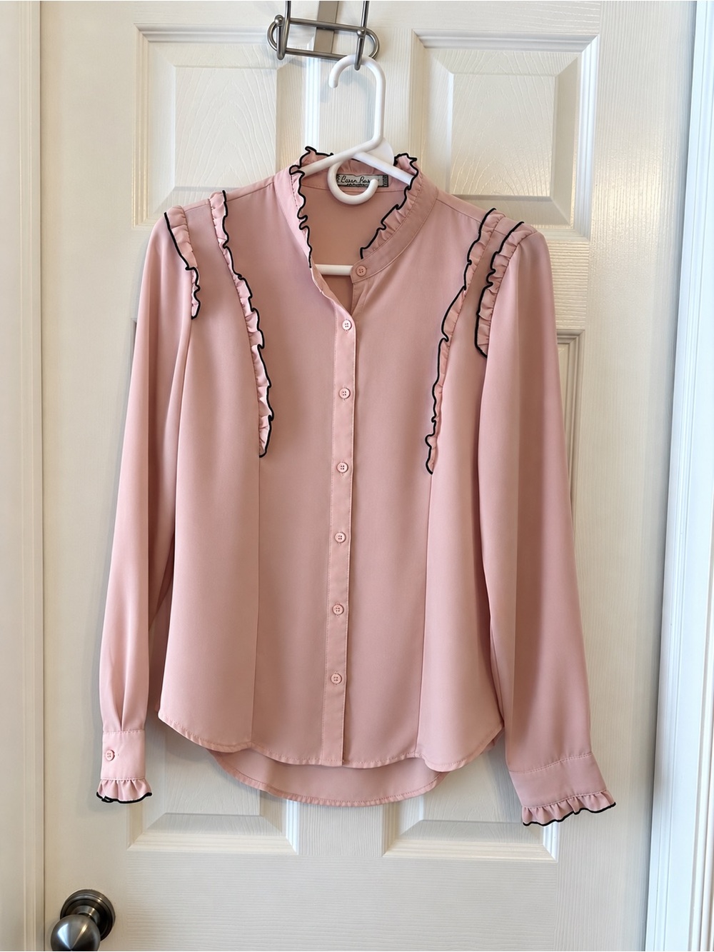 Crave fame Pink Ruffle-Trim Button-Down Blouseu